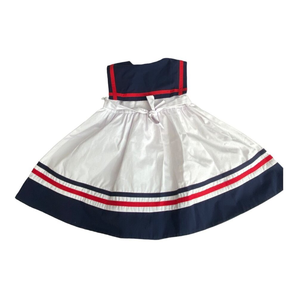 NWT $58 Good Lad 18m Girl Sailors Dress White Poplin Nautical Sailboat Applique - Picture 5 of 15